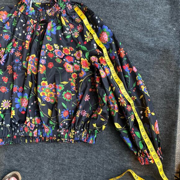 TIBI FLORAL PRINT ANORAK JACKET WITH DETACHABLE HOOD WATER REPELLENT WOMEN SZ L - Picture 12 of 15